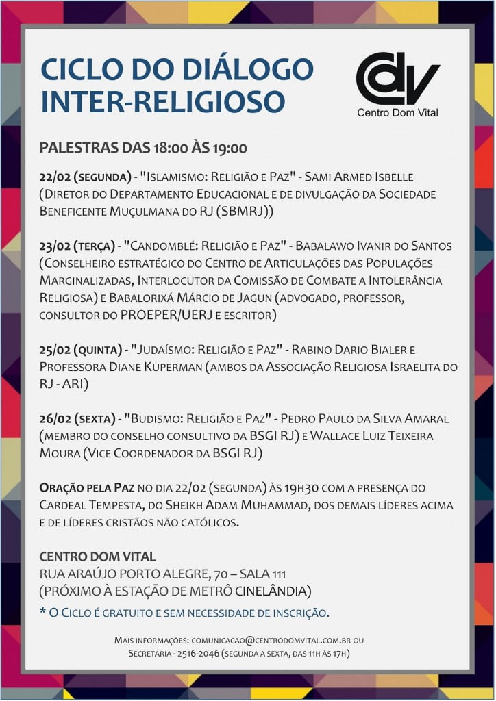 Cartaz - Dialogo Inter-Religioso