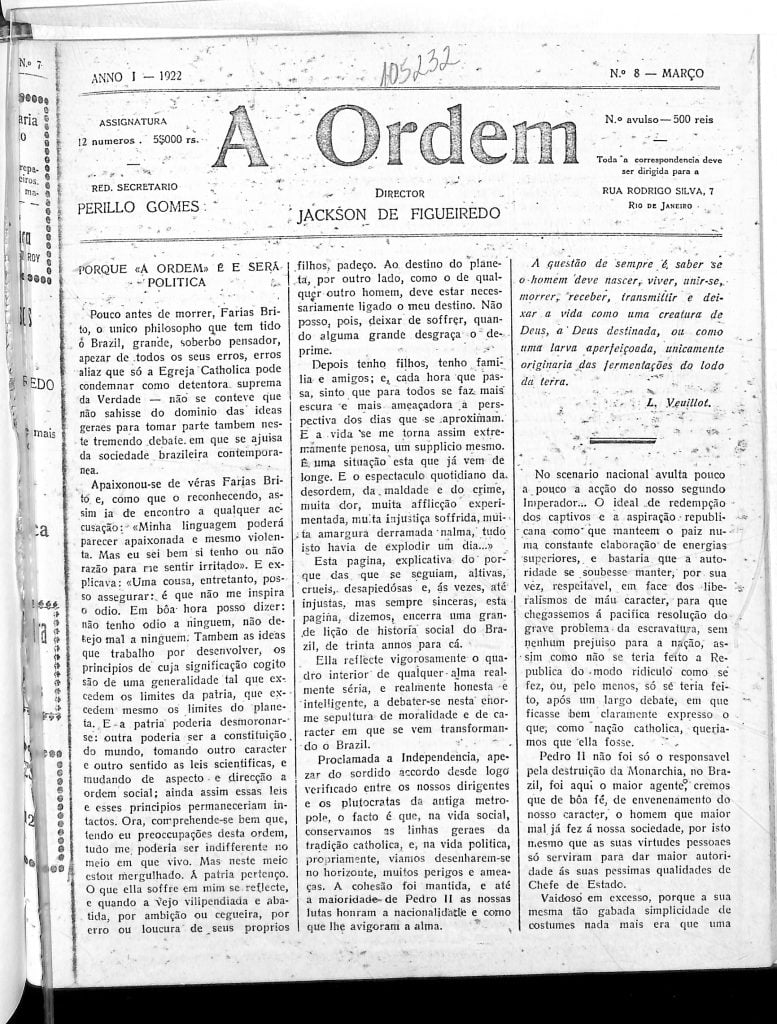 Nº 8 - Março de 1922 - Centro Dom Vital