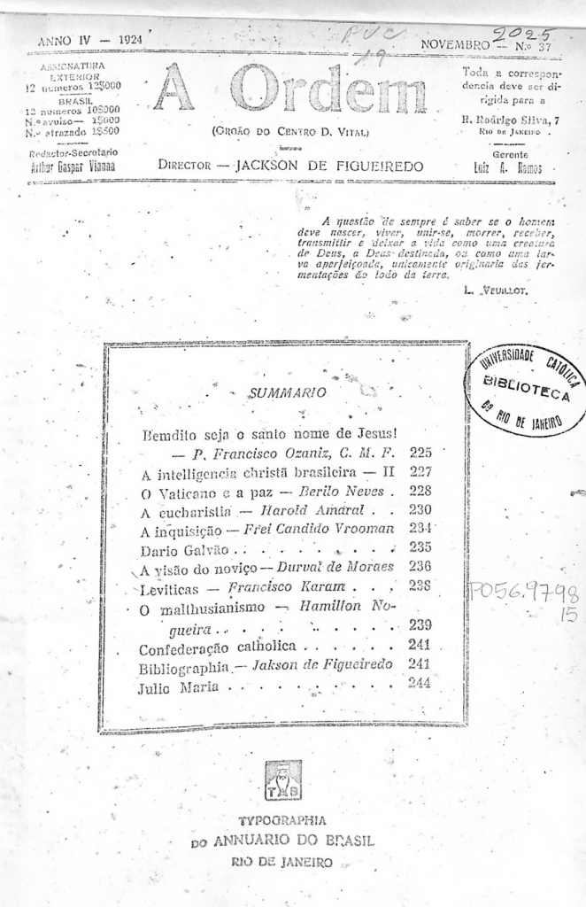 Nº 37 - Novembro de 1924 - Centro Dom Vital