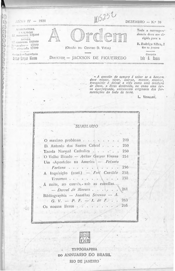 Nº 38 - Dezembro de 1924 - Centro Dom Vital