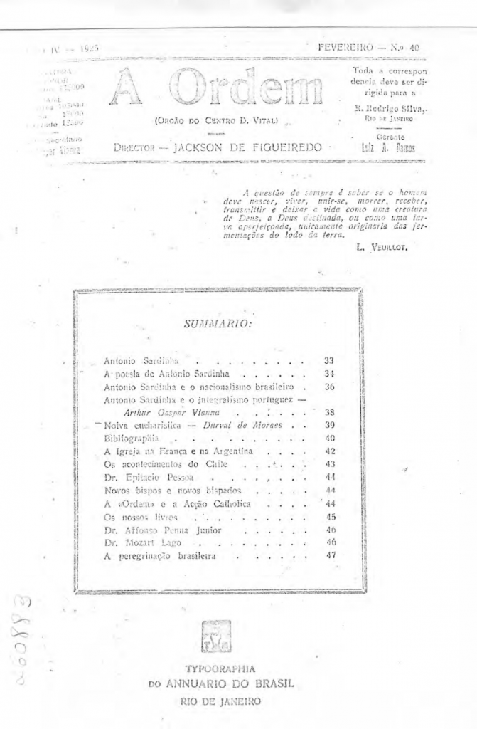 Nº 40 - Fevereiro de 1925 - Centro Dom Vital