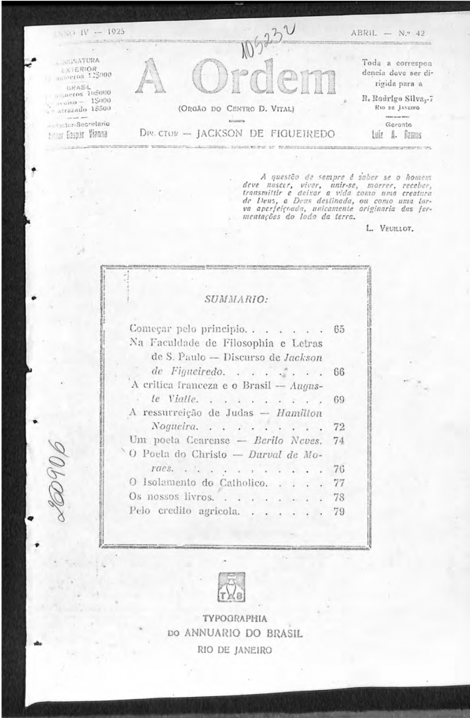 Nº 42 - Abril de 1925 - Centro Dom Vital