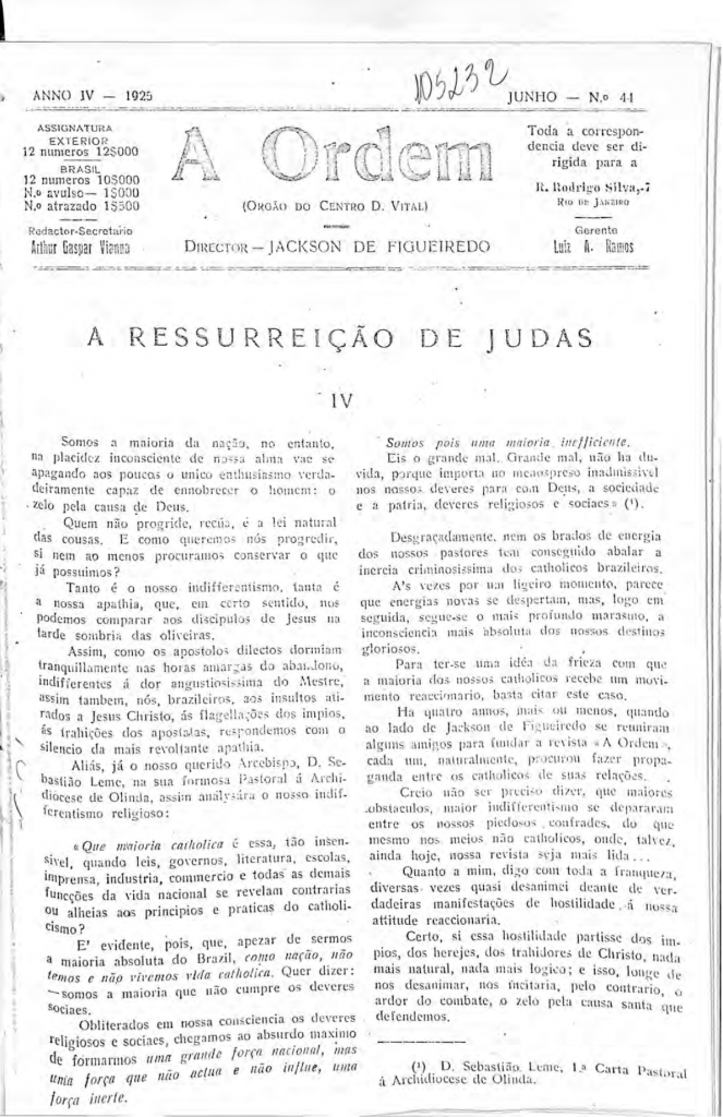 Nº 44 - Junho de 1925 Nº 44 - Junho de 1925 - Centro Dom Vital