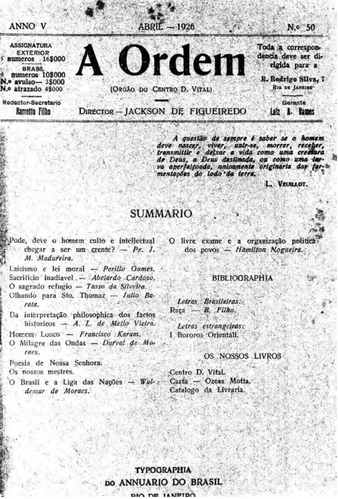 Nº 50 - Abril de 1926 - Centro Dom Vital