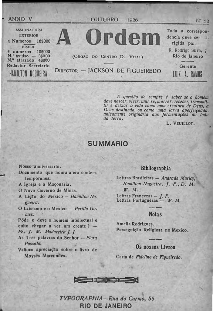 Nº 52 - Outubro de 1926 - Centro Dom Vital