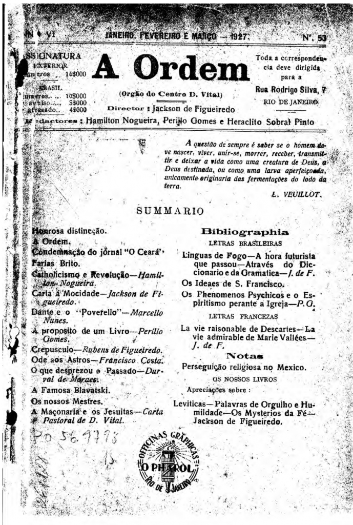 Nº 53 - Janeiro, Fevereiro e Março de 1927 - Centro Dom Vital