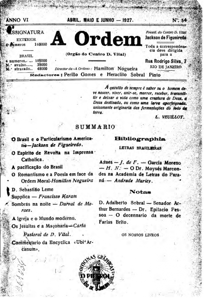 Nº 54 - Abril, Maio e Junho de 1927 - Centro Dom Vital