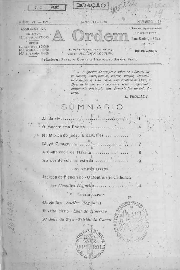 Nº 57 - Janeiro de 1928 - Centro Dom Vital