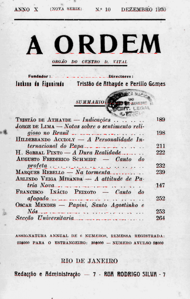 Nova Série Nº 10: Dezembro de 1930 - Centro Dom Vital