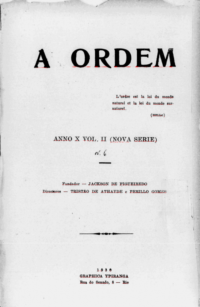 Nova Série Nº 6: Abril de 1930 - Centro Dom Vital