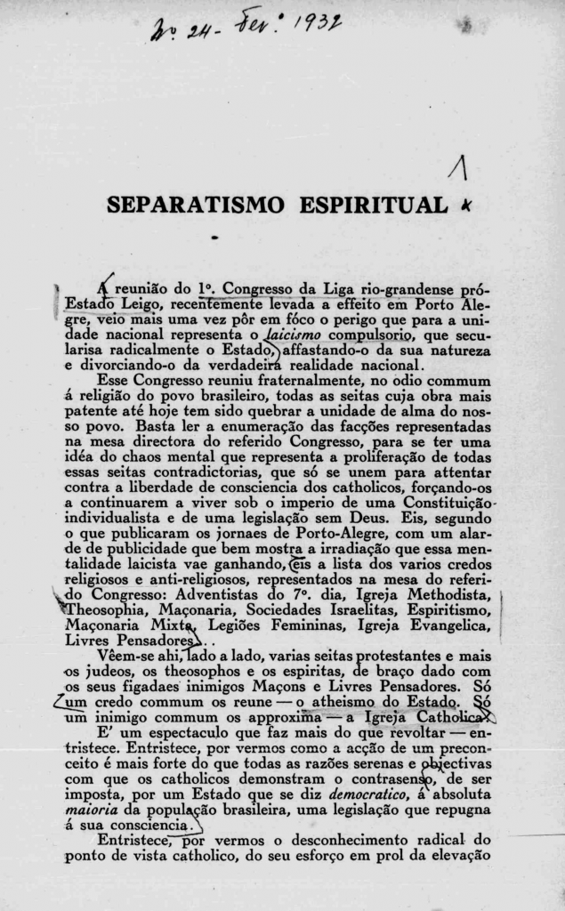 Nova Série Nº 24: Fevereiro de 1932 - Centro Dom Vital