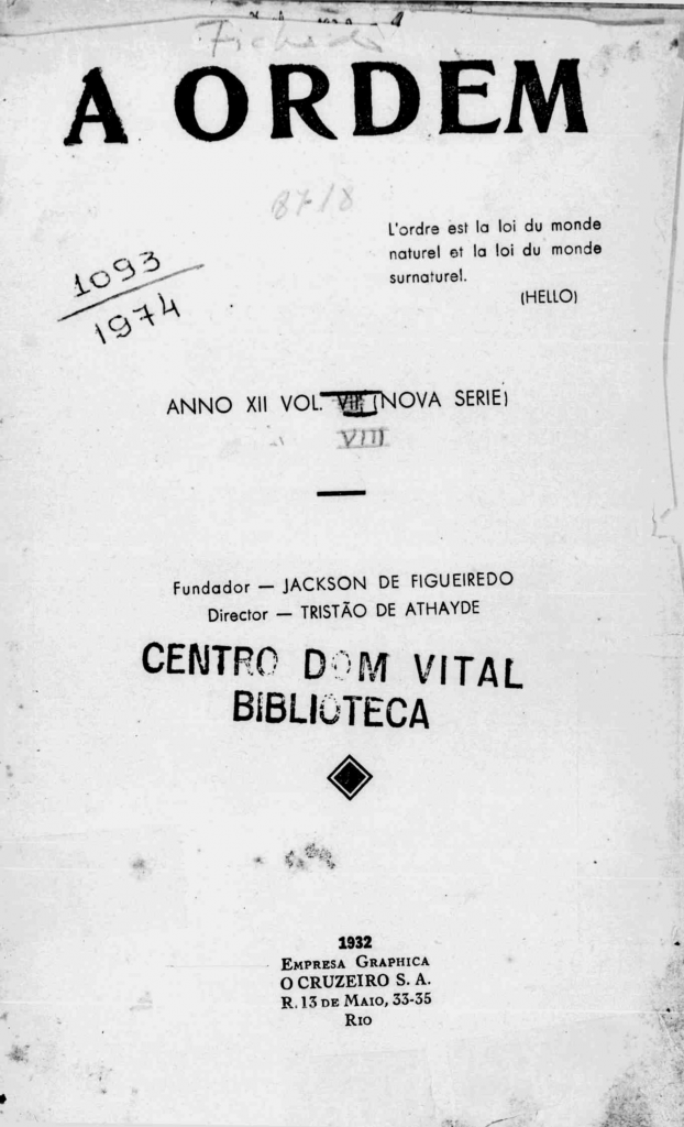 Nova Série Nº 29: Julho de 1932 - Centro Dom Vital