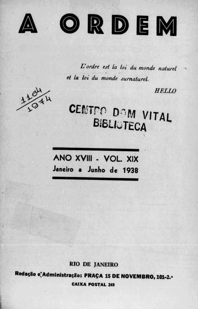 Nova Série Nº87: Janeiro de 1938 Nova Série Nº87: Janeiro de 1938 - Centro Dom Vital